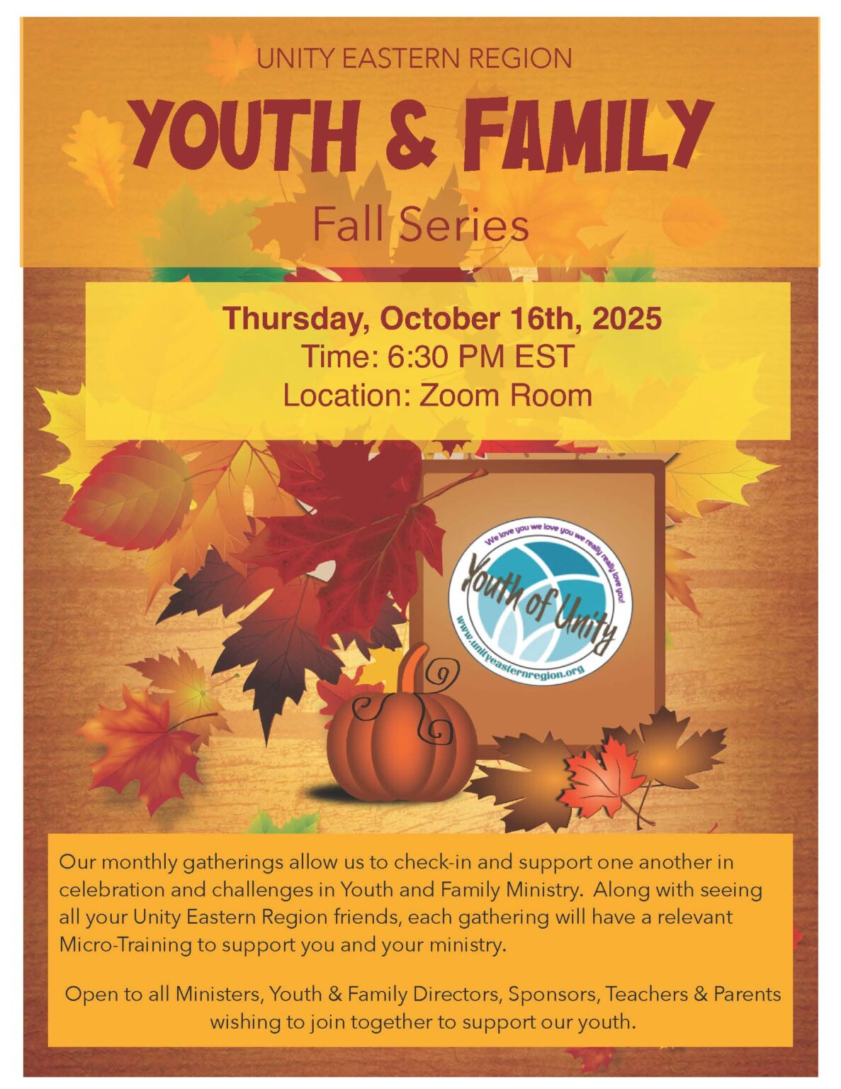 Youth Family Fall Series October 2025 Unity Eastern Region